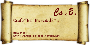 Csáki Barabás névjegykártya